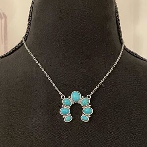 Faux Turquoise Cluster Necklace
